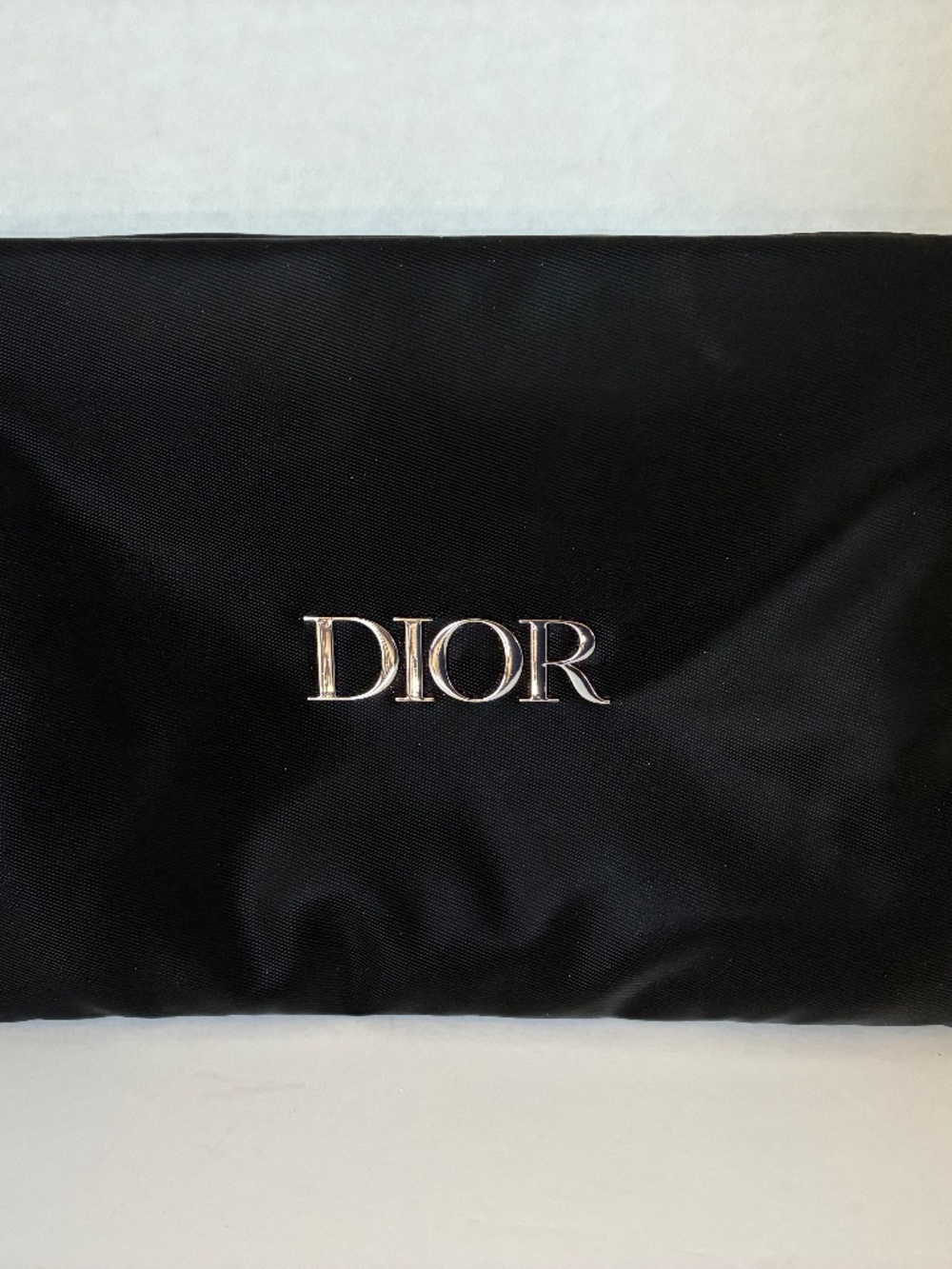 Dior Black & Silver Plush Beauty Pouch